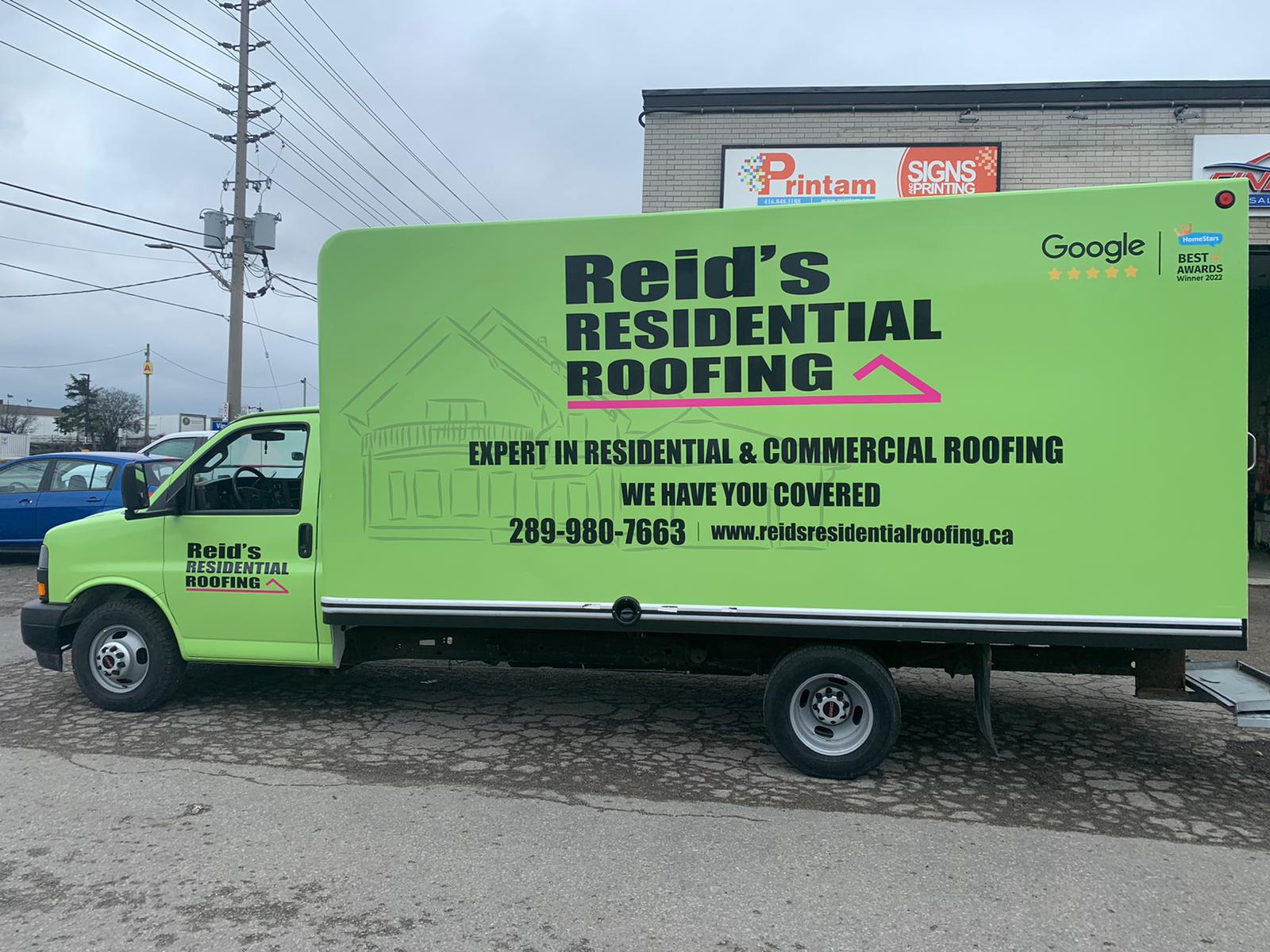 Reids Residential Roofing Box Truck Full Vinyl Wrap - Printam