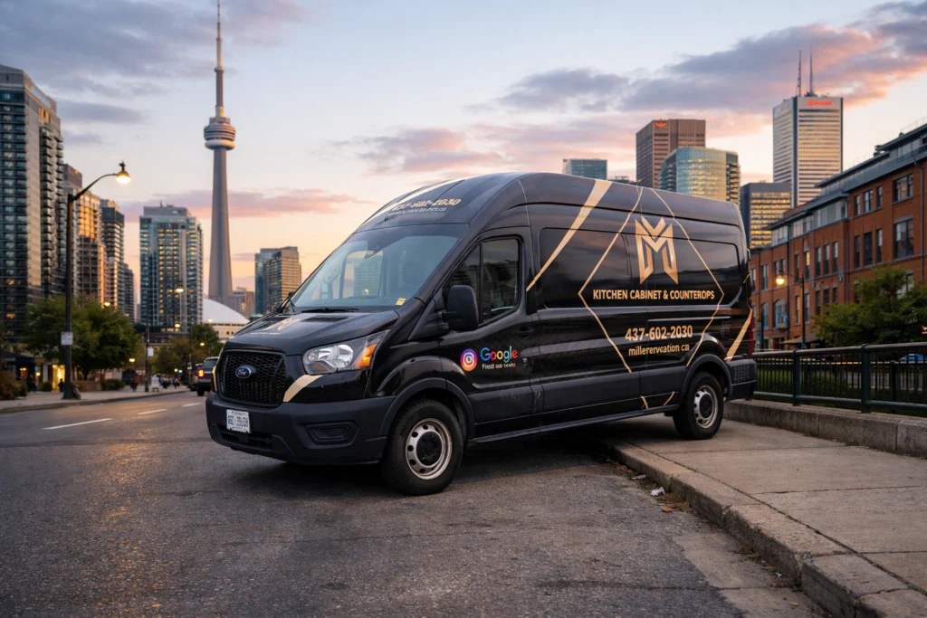 Ford Transit Van Wrap for M & M Kitchen Cabinet & Countertops in Toronto 1 Ford Transit Van Wrap