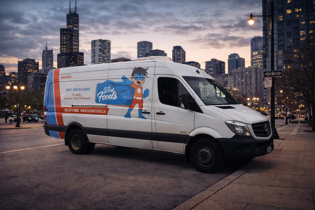 Refrigerated Mercedes-Benz Sprinter Van Wrap for Good Foods in Mississauga 2 Good Foods