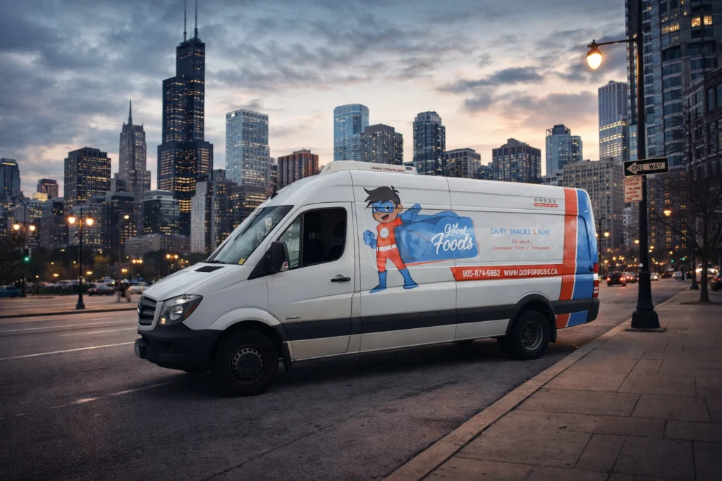 Refrigerated Mercedes-Benz Sprinter Van Wrap for Good Foods in Mississauga 1 Refrigerated Mercedes-Benz Sprinter